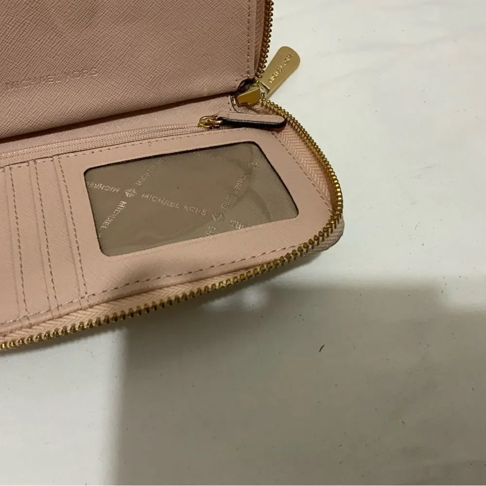 Michael Kors  Pink Studded heart  Design Zip Around Leather Wallet